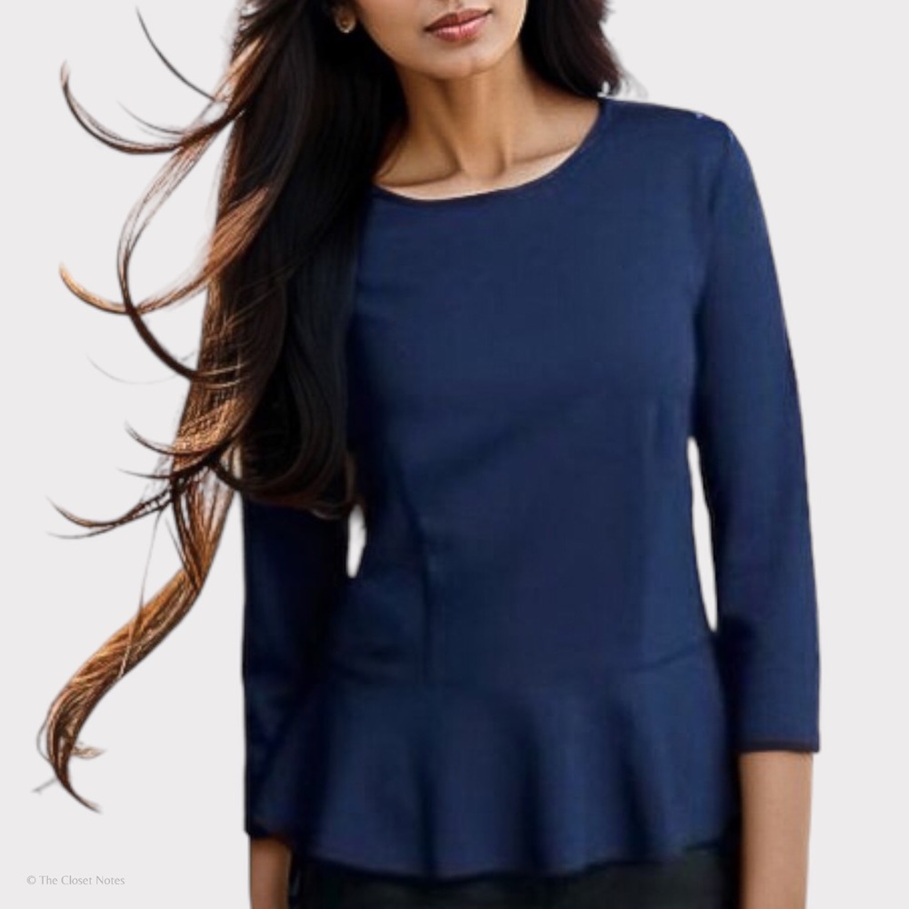classic peplum top navy blue